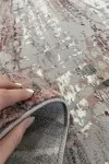 Сив килим Пука с розово