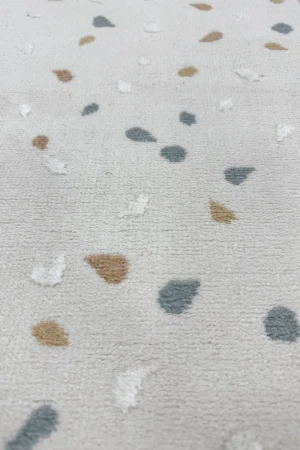 Кръгъл кремав килим Pastel на цветни точки