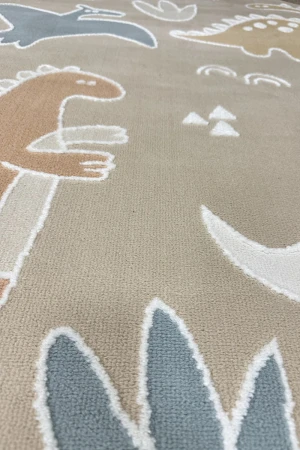 Кръгъл детски килим Pastel с динозаври