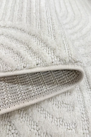 Супер мек структуриран килим Wool бели овали