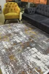 Абстрактен килим Аксел в жълто, тера и сиво