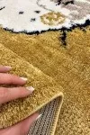 Супер мек жълт детски килим с кученце