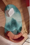 Килим Aquarelle Storm тюркоаз форма бъбрек