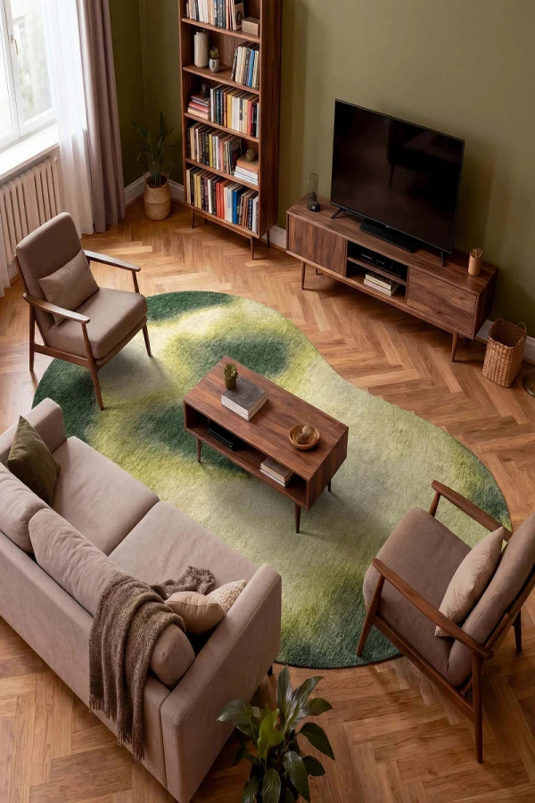 Килим Aquarelle Leaf форма бъбрек