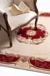 Класически килим Премиум в розово и червено елипса