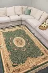 Зелен персийски килим Диамант с ресни