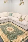 Зелен персийски килим Диамант с ресни