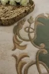 Елипсовиден класически вълнен килим Премиум в зелено