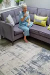 Винтидж килим Белла в крем и синьо от вълна