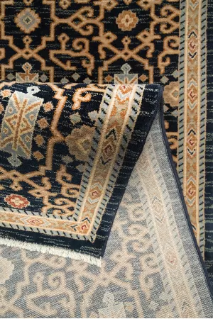 Тъмносин килим Антик на цветни правоъгълници