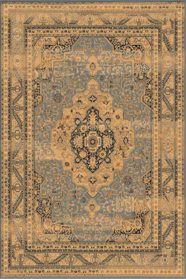 Светлосин винтидж килим Антик от вълна