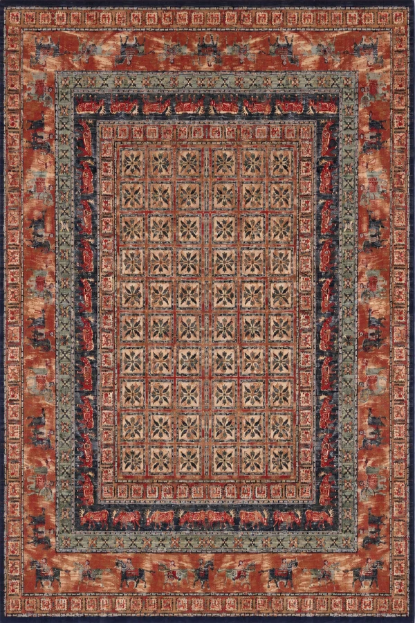 Персийски килим Антик с рамка от животни