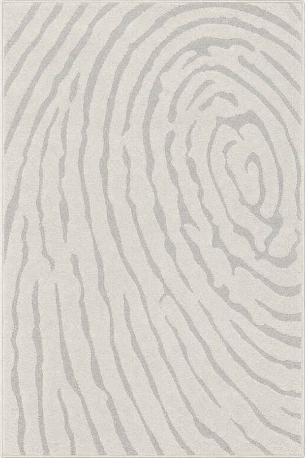Бял релефен килим Aura с вълнообразни линии