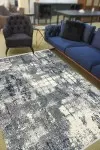 Абстрактен килим Аксел със синьо, сиво и бяло	