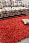 Червен дизайнерски вълнен килим шаги Спагети