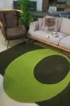 Зелен вълнен килим Джем с неправилна форма