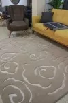 Бежов релефен вълнен килим Джем