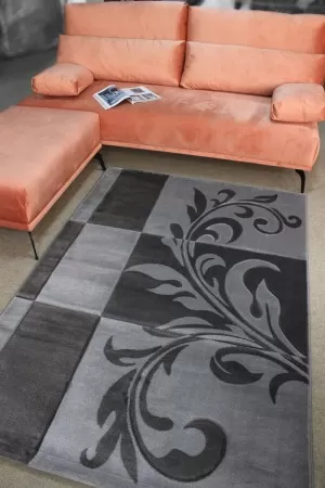Сив килим Флория с флорални мотиви