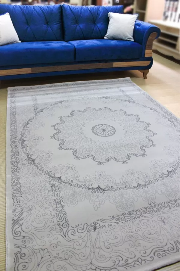 Сив класически килим Касъл