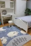 Син детски килим Навахо с овце