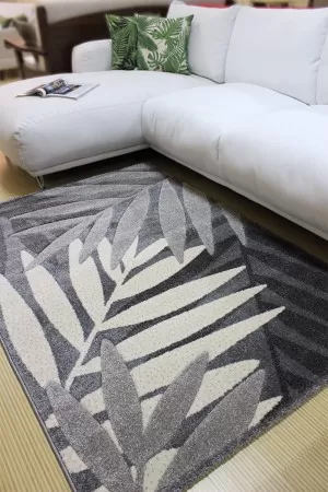 Сив килим Сохо с палмови листа