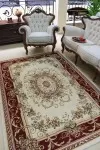 Килим Ренесанс от вълна в червено и бежово