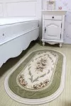 Вълнен класически зелен килим Премиум елипса