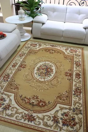 Бежов персийски килим Ренесанс с рози
