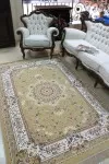 Бежов персийски килим Диамант с ресни