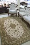 Персийски вълнен килим Арабика зелено и крем
