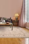Бежов винтидж килим Белла със сини елементи