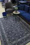 Син класически килим Белла от вълна