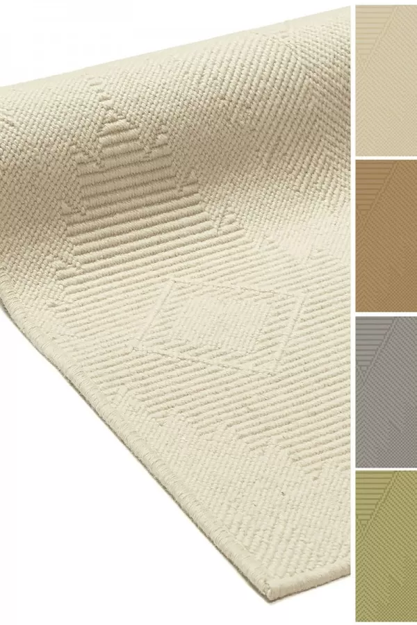 Вълнен килим Лана плоска бримка бохо зелен