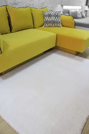 Бял мек килим Флъфи от микрофибър