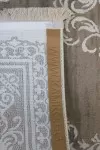 Бежов класически килим Танго с ресни