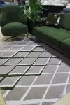 Бежов килим Тренд със зелени ромбове