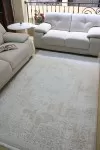 Бял класически килим Петра с ресни