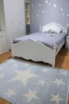 Син детски килим Юникорн на звездички