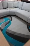 Сив килим Тренди с тюркоазени вълни